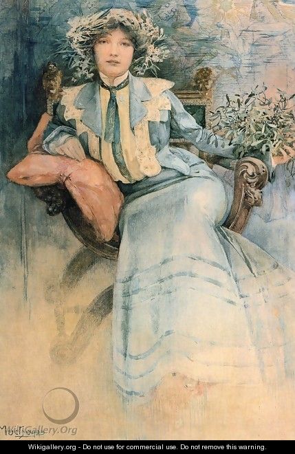 Mistletoe, Portrait of Mme. Mucha - Alphonse Maria Mucha