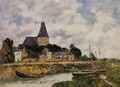 Quillebeuf, View of the Church from the Canal - Eugène Boudin
