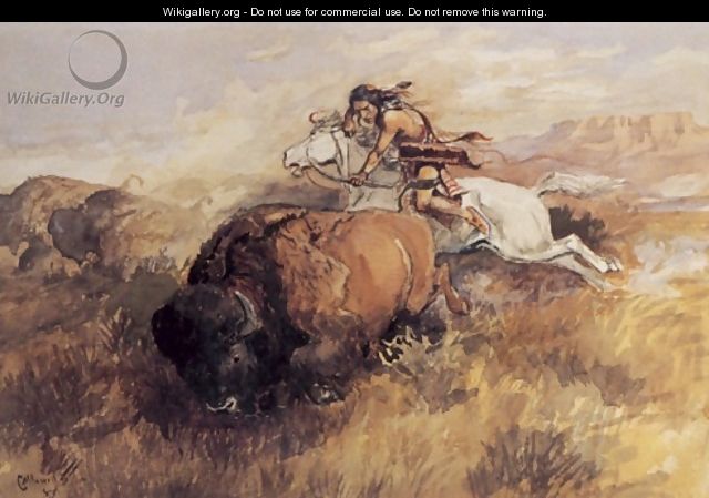 Indian On White Horse - Charles Marion Russell