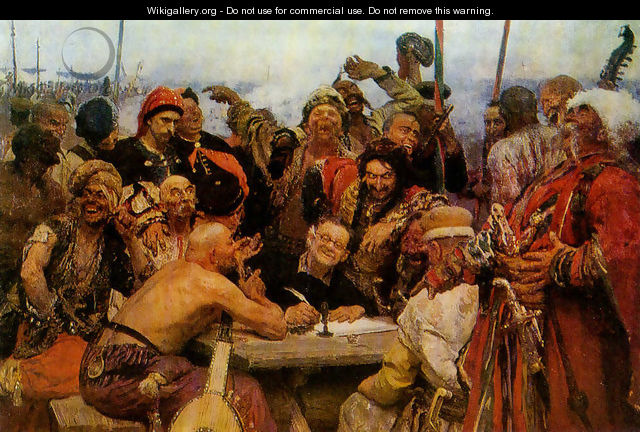 The Reply of the Zaporozhian Cossacks to Sultan of Turkey, sketch - Ilya Efimovich Efimovich Repin