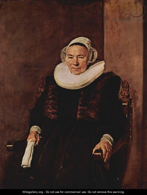 Portrait of a seated woman with white gloves in her right hand - Frans Hals