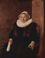 Portrait of a seated woman with white gloves in her right hand - Frans Hals