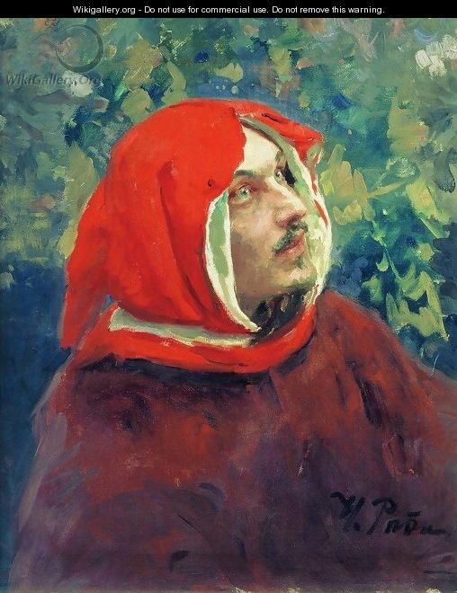 Portrait of Dante. Study - Ilya Efimovich Efimovich Repin
