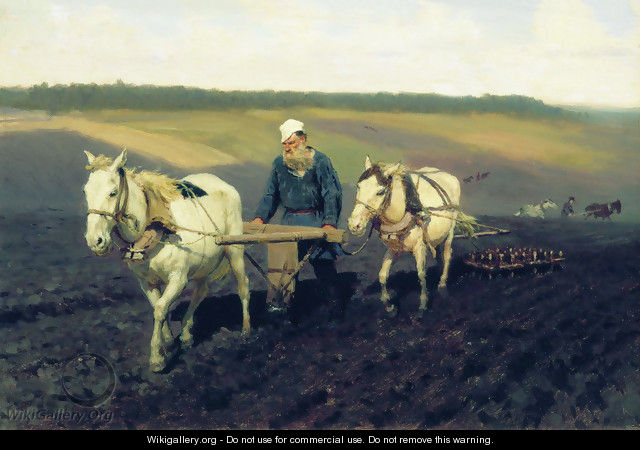 Ploughman. Lev Nikolayevich Tolstoy in the ploughland - Ilya Efimovich Efimovich Repin
