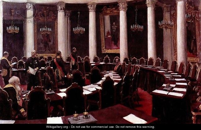 In the State Council Hall (Sketch for the picture Formal Session of the State Council) - Ilya Efimovich Efimovich Repin
