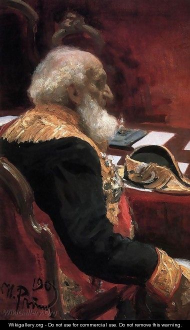 Portrait of geographer, statistician, honorary member of the Academy of Sciences and Academy of Arts and member of - Ilya Efimovich Efimovich Repin