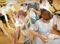 On the sand, beach of Zarauz - Joaquin Sorolla y Bastida