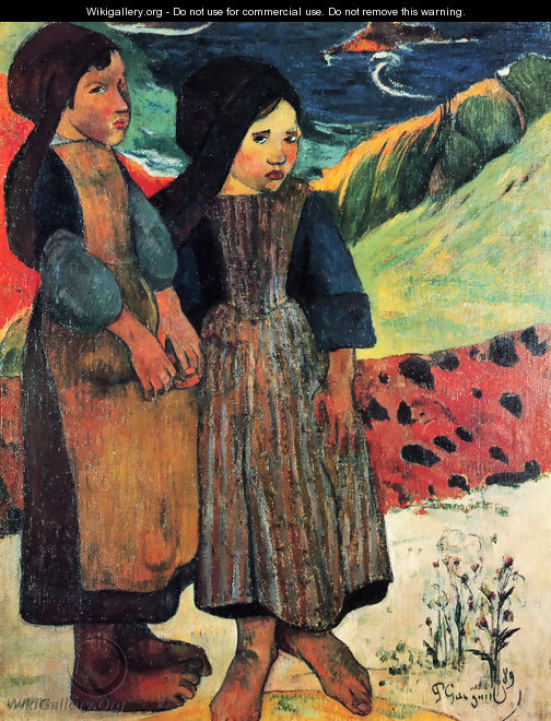 Two small Bretons near the sea - Paul Gauguin