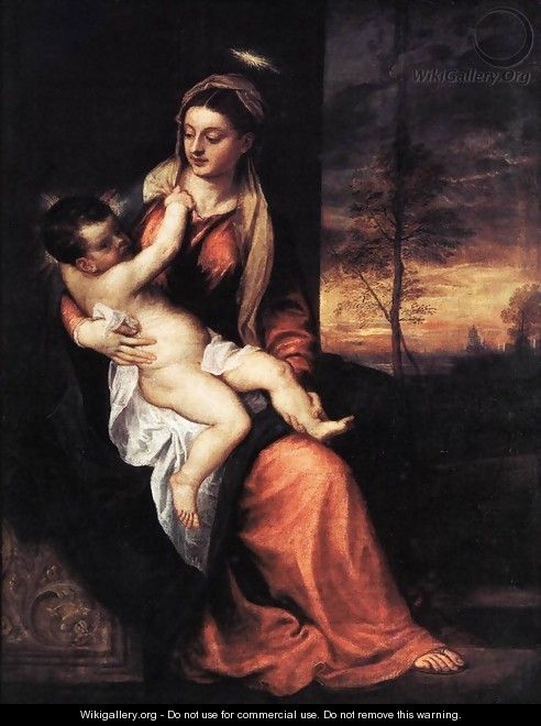Madonna and Child in an Evening Landscape - Tiziano Vecellio (Titian)
