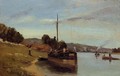 Barges at Le Roche Goyon - Camille Pissarro