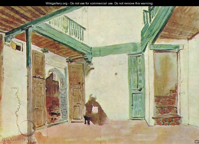 Moroccan inner court - Eugene Delacroix