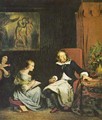 Milton dictates the Paradise to its daughters draws - Eugene Delacroix
