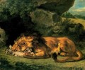 Lion Devouring a Rabbit - Eugene Delacroix
