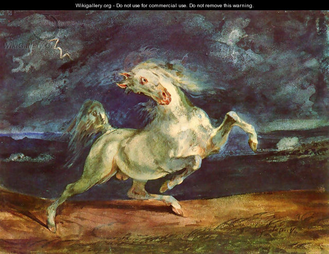 Before lightning shrinking of horse - Eugene Delacroix