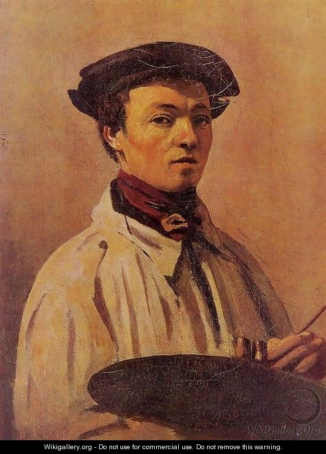Self Portrait with Palette - Jean-Baptiste-Camille Corot
