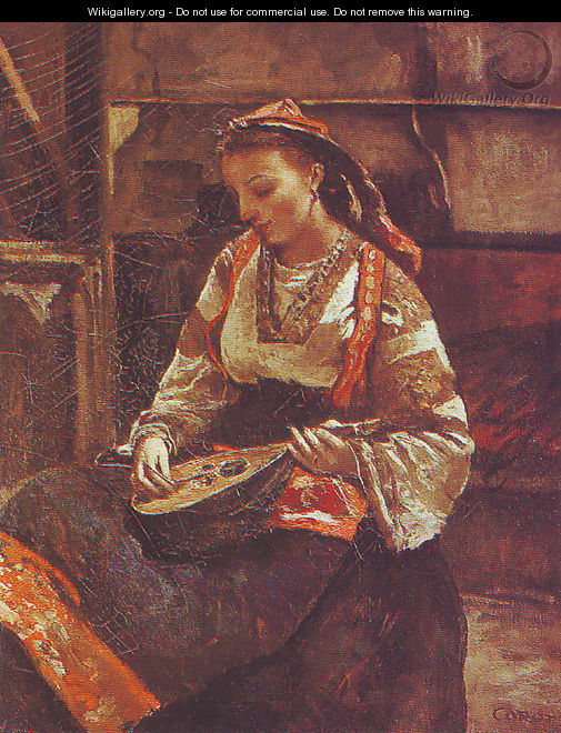Italienne assise jouant de la mandoline - Jean-Baptiste-Camille Corot