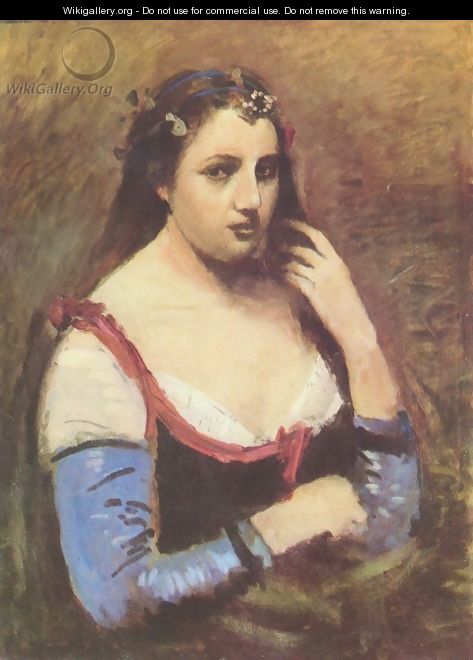 Frau mit Margeriten - Jean-Baptiste-Camille Corot