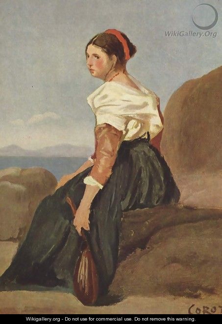 Frau mit Mandoline - Jean-Baptiste-Camille Corot