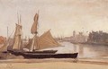 Dunkirk, Fishing Boats Tied to the Wharf - Jean-Baptiste-Camille Corot