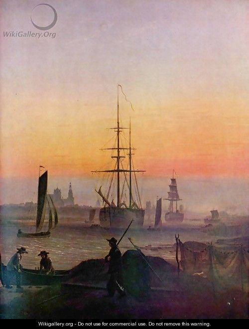 Ships in the port of grab forest - Caspar David Friedrich