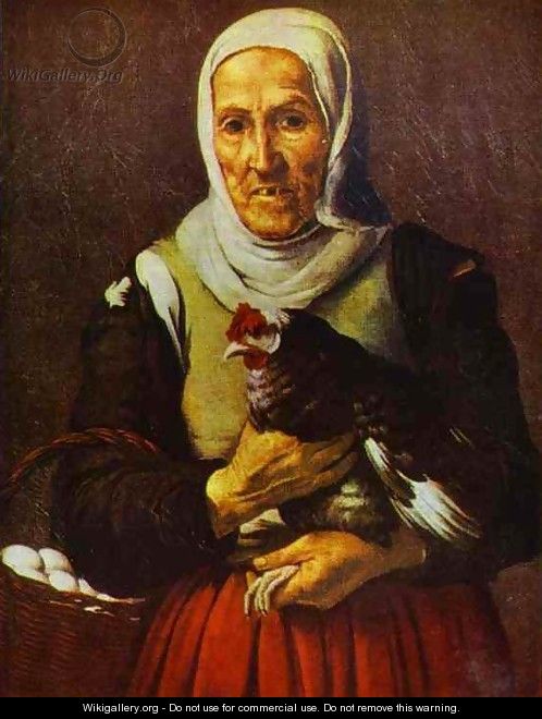 Old Woman with a Hen - Bartolome Esteban Murillo