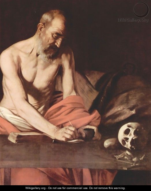 St Jerome 1607 (detail) - Caravaggio