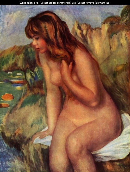 Bathers, sitting on a rock - Pierre Auguste Renoir