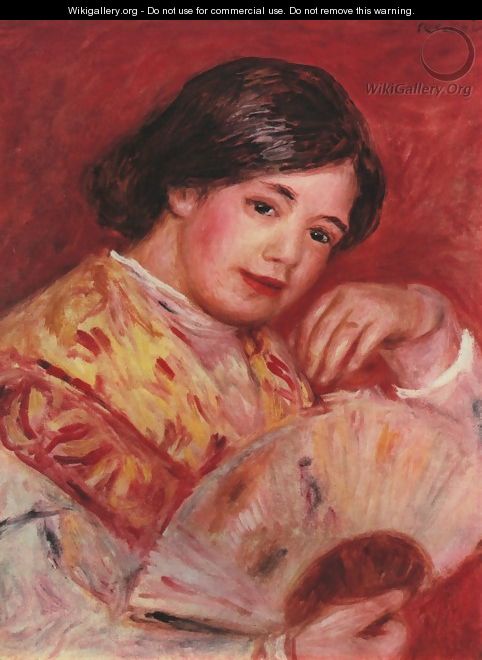 Young girl with a fan - Pierre Auguste Renoir