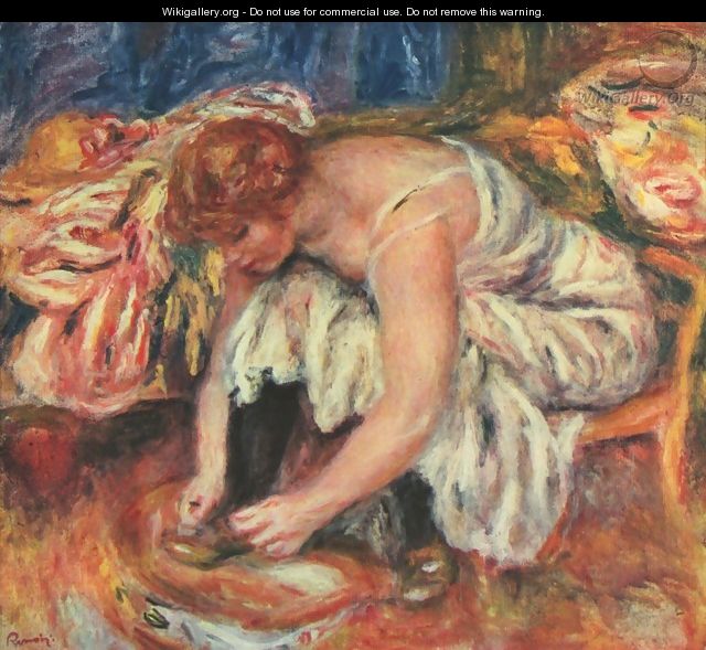 Woman Tying her shoes - Pierre Auguste Renoir Woman Tying her shoes - Pierre Auguste Renoir
