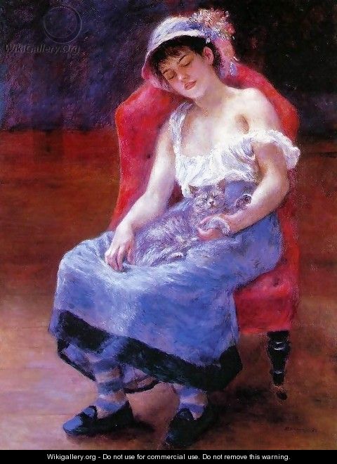 Sleeping Girl (Girl with a Cat) - Pierre Auguste Renoir