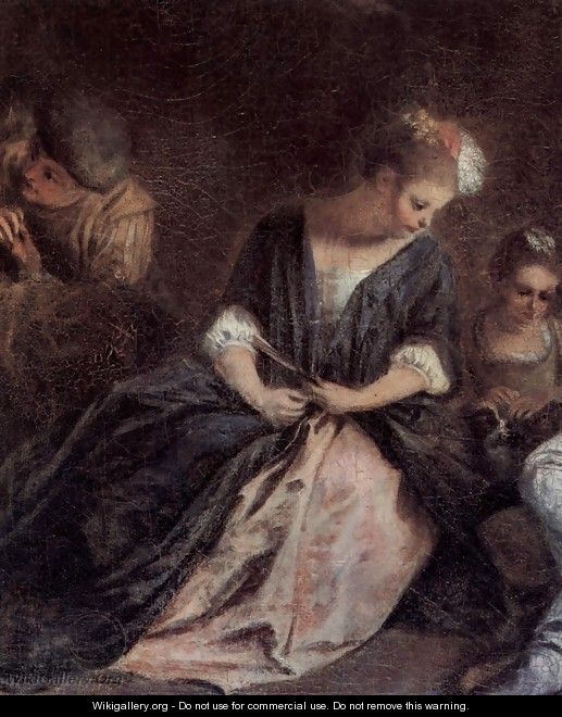 The pastime of the Italian Komoedianten (detail) - Jean-Antoine Watteau