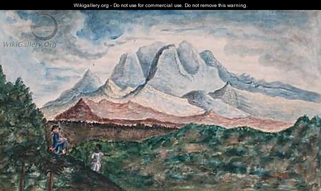 View of the Pitons du Carbet from Mount Pelee Martinique 1815 - de Jones Moreau