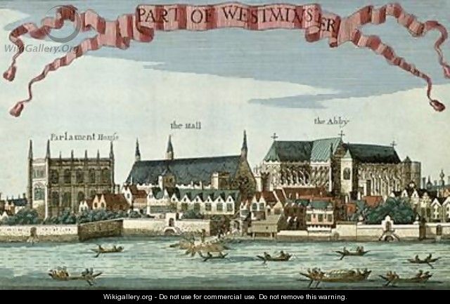 Westminster showing the Abbey Hall and Parliament House from A Book of the Prospects of the Remarkable Places in and about the City of London - Robert Morden