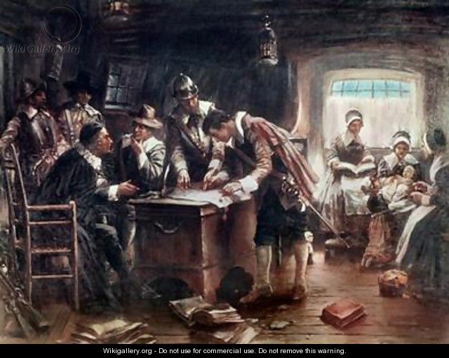 The Signing of the Mayflower Compact 1900 - Edward Percy Moran