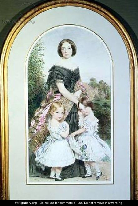 Portrait of a lady with her two daughters - John Collingham Moore
