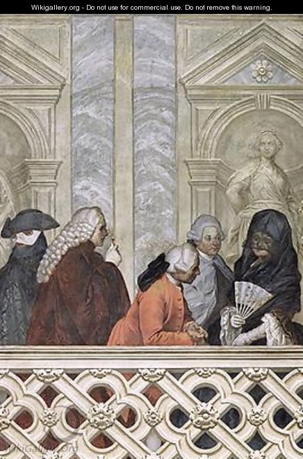 Group of five people with a woman in a black veil - Michelangelo Morlaiter