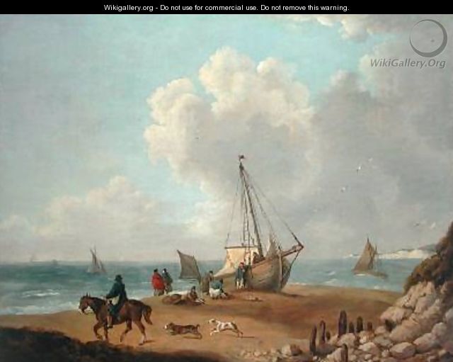 Fisherfolk Unloading their Catch in Freshwater Bay Isle of Wight - George Morland