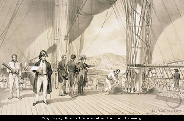 The Comte de Bourmont and Admiral Duperre on board lAmiral on arrival at Algiers - Antoine Leon Morel-Fatio