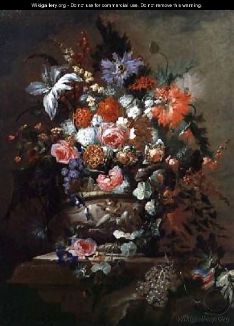 Still life of Flowers and Grapes - Jean-Baptiste Morel