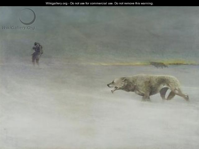 Wolves hunting an explorer 1900 - H. Morgal