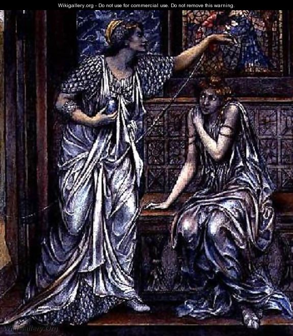 Finished study for Queen Eleanor and Fair Rosamund 1900-5 - Evelyn Pickering De Morgan
