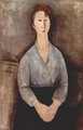 Seated Woman with a blue blouse - Amedeo Modigliani