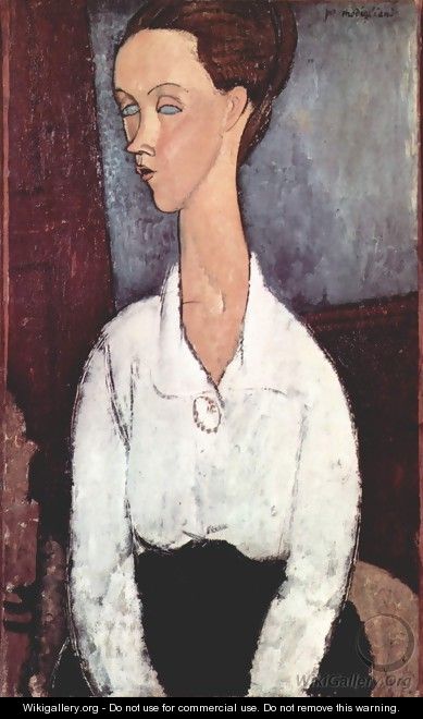 Portrait of Lunia Czechowska with white blouse - Amedeo Modigliani