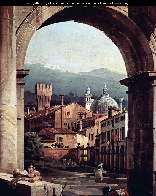 Capriccio Romano, and gate tower, detail - Bernardo Bellotto (Canaletto)