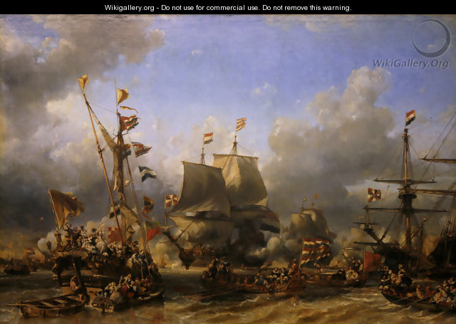 Embarkment of de Ruyter and de Witt at Texel, 1667 - Eugène Isabey