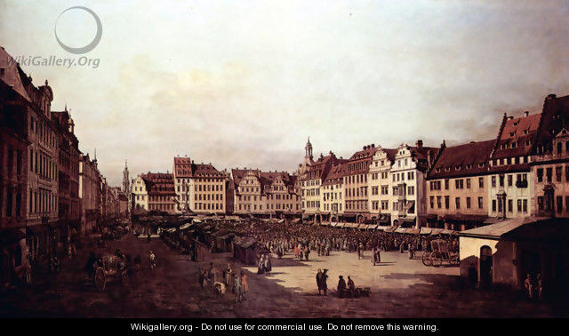 View of Dresden, The Old Market Square from the Seegasse - Bernardo Bellotto (Canaletto)
