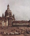 View of Dresden, the Neumarkt in Dresden, Jewish cemetery, with women's Church and the Old Town Watch, detai - Bernardo Bellotto (Canaletto)