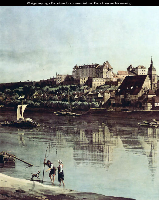 View from Pirna, Pirna of Kopitz, with Fortress Sonnenstein, Detail - Bernardo Bellotto (Canaletto)