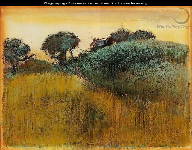 Wheatfield and Green Hill - Edgar Degas