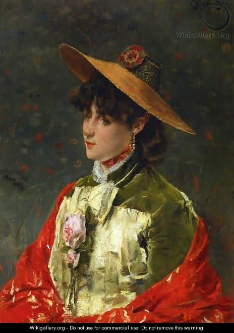 Woman in a Straw Hat - Alfred Stevens